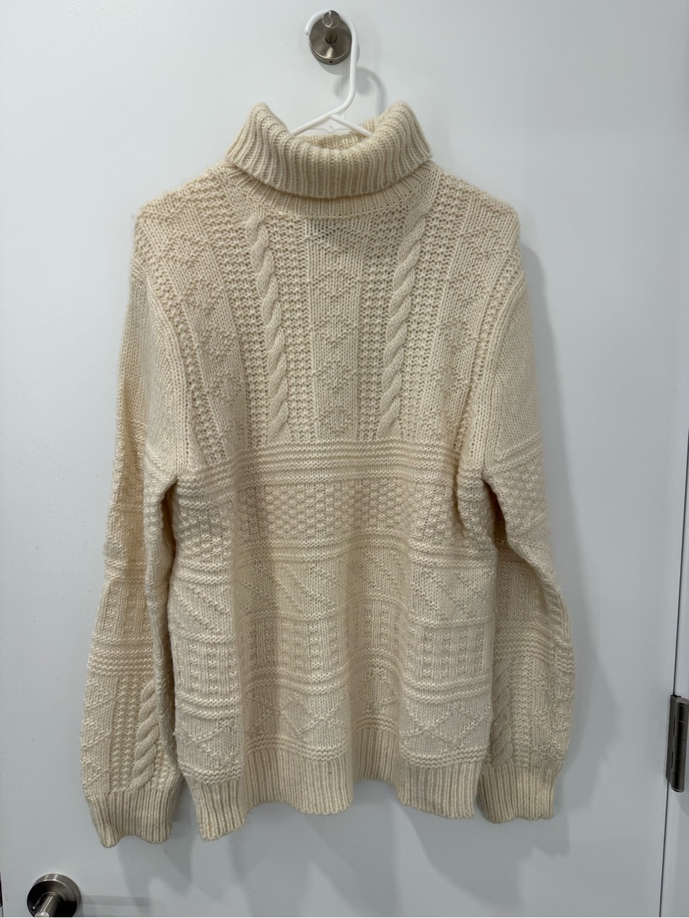 J. Crew Cream Cable-Knit Turtleneck Sweater